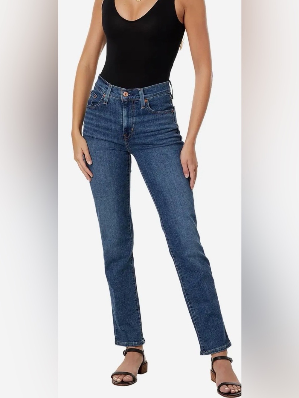 Levi's 724 High-Rise Straight Jeans in Classic Blue Denim Size 31/12